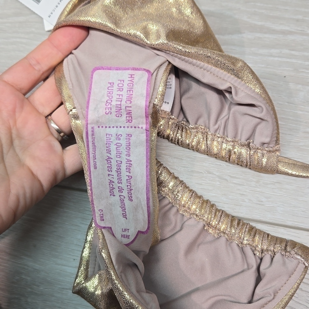 NWT Good American Mink Foil Metallic Swim bottom sz 3/L - Picture 7 of 8